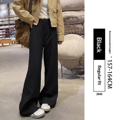 Spring All Match Straight Silhouette Slim Fit Wide Leg Pants