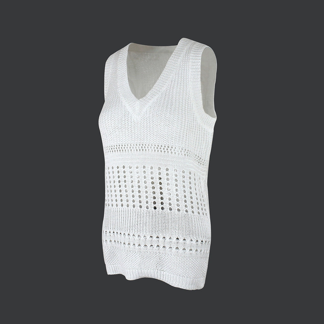 Womens Solid-Color Thin Pullover Vest