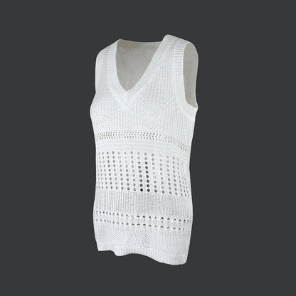 Womens Solid-Color Thin Pullover Vest