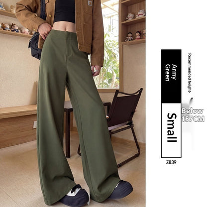 Spring All Match Straight Silhouette Slim Fit Wide Leg Pants