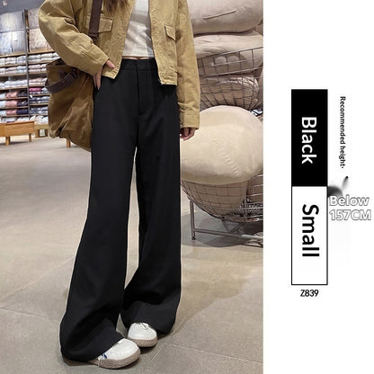 Spring All Match Straight Silhouette Slim Fit Wide Leg Pants