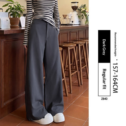Spring All Match Straight Silhouette Slim Fit Wide Leg Pants