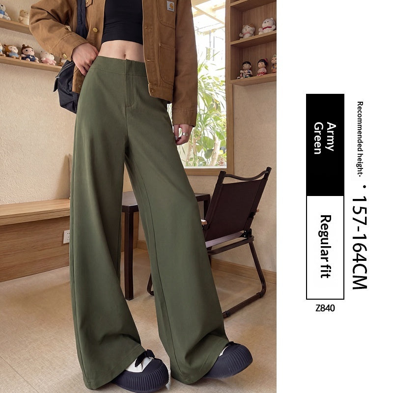 Spring All Match Straight Silhouette Slim Fit Wide Leg Pants