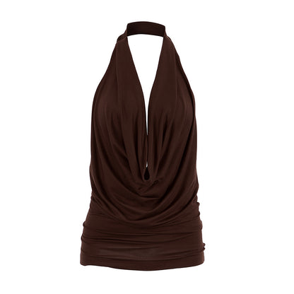Spring Summer Designer Knitted Backless Boat-Neck Top Womens Clothing