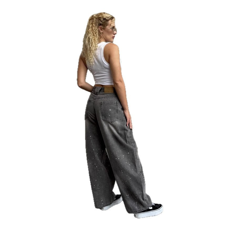 Designer-style Washed And Bleached High-waist Pants
