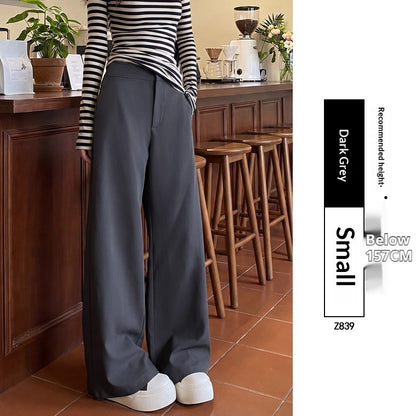 Spring All Match Straight Silhouette Slim Fit Wide Leg Pants