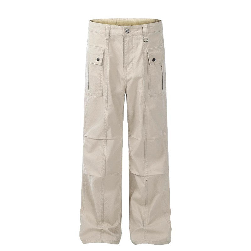 Womens Straight-Leg, Slightly Flared, 3D Slimming Washed Casual All-Match Long Pants