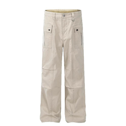 Womens Straight-Leg, Slightly Flared, 3D Slimming Washed Casual All-Match Long Pants
