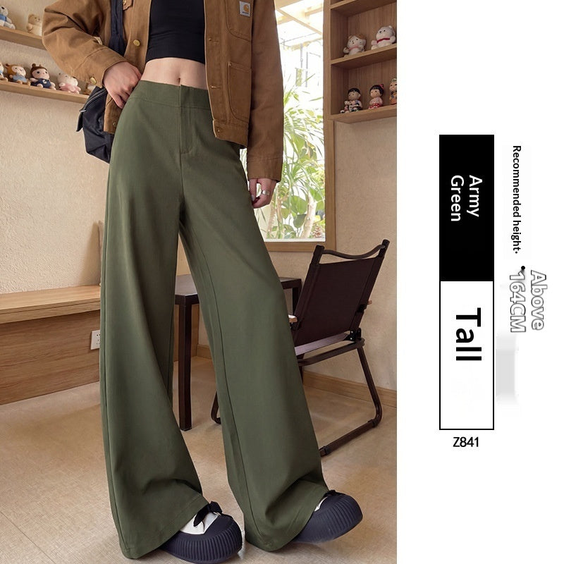 Spring All Match Straight Silhouette Slim Fit Wide Leg Pants
