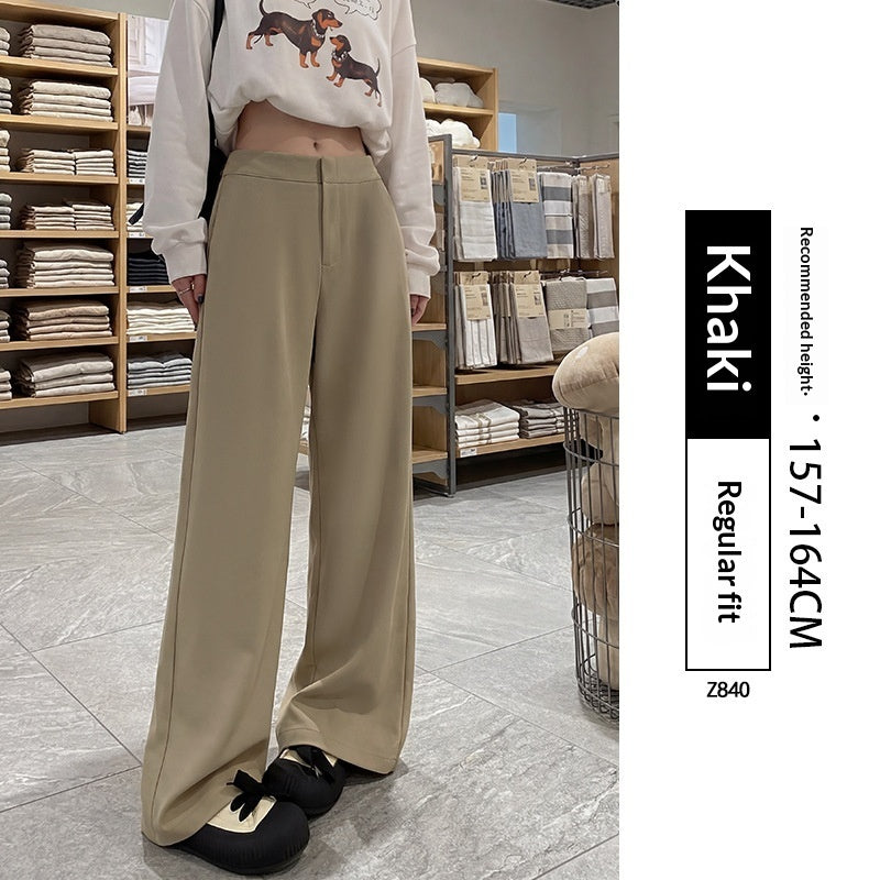Spring All Match Straight Silhouette Slim Fit Wide Leg Pants