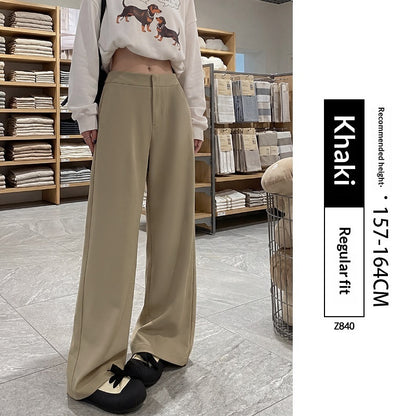 Spring All Match Straight Silhouette Slim Fit Wide Leg Pants