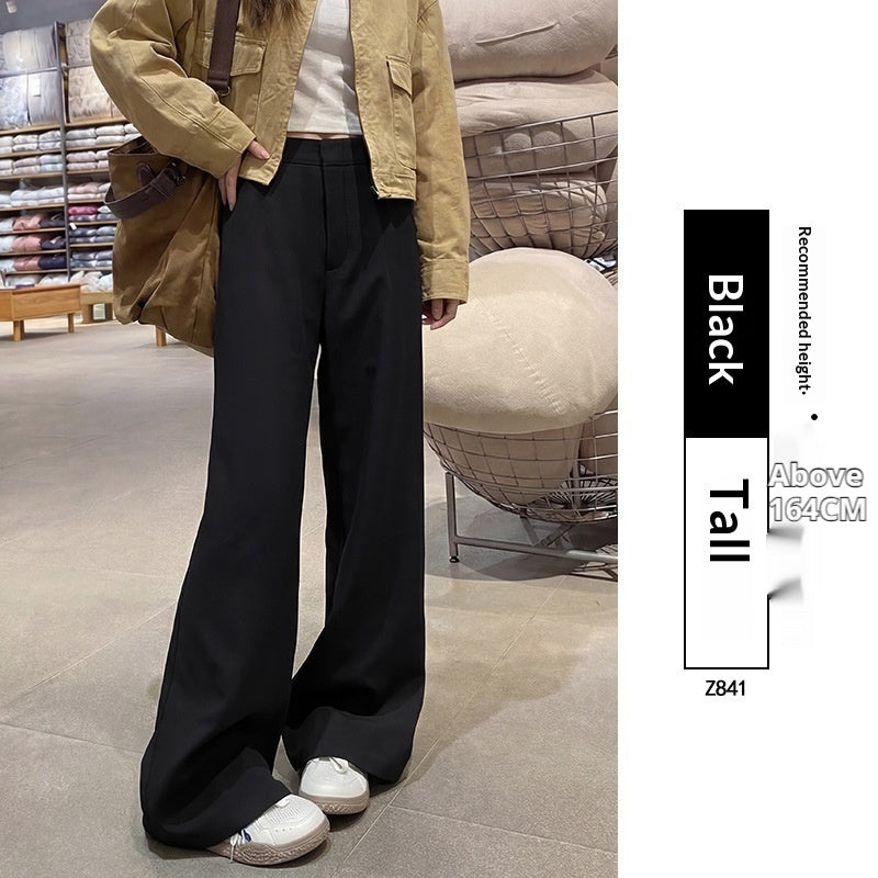 Spring All Match Straight Silhouette Slim Fit Wide Leg Pants